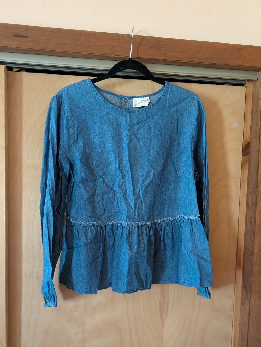 Universal Thread Blue Denim Peplum Blouse